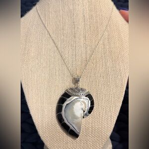 Sterling Silver 925 Large Nautilus Shell Pendent Necklace